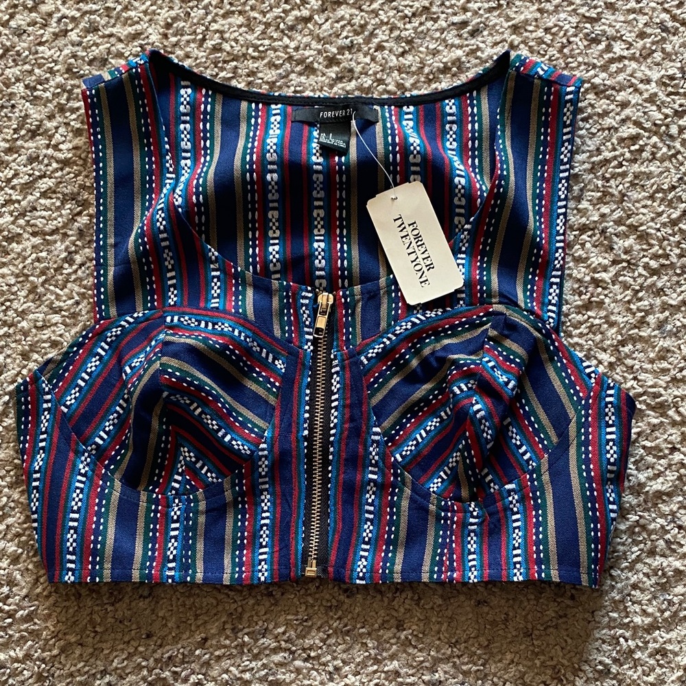 Forever 21 Woven Striped Crop Top